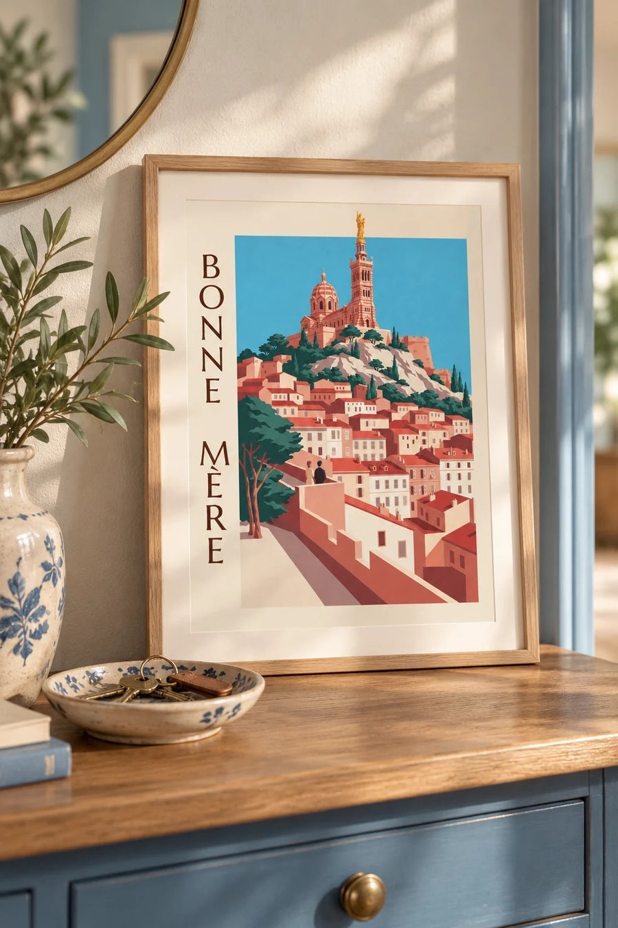 Plakát Notre-Dame-de-la-Garde v Marseille : malý formát A4 v rámu