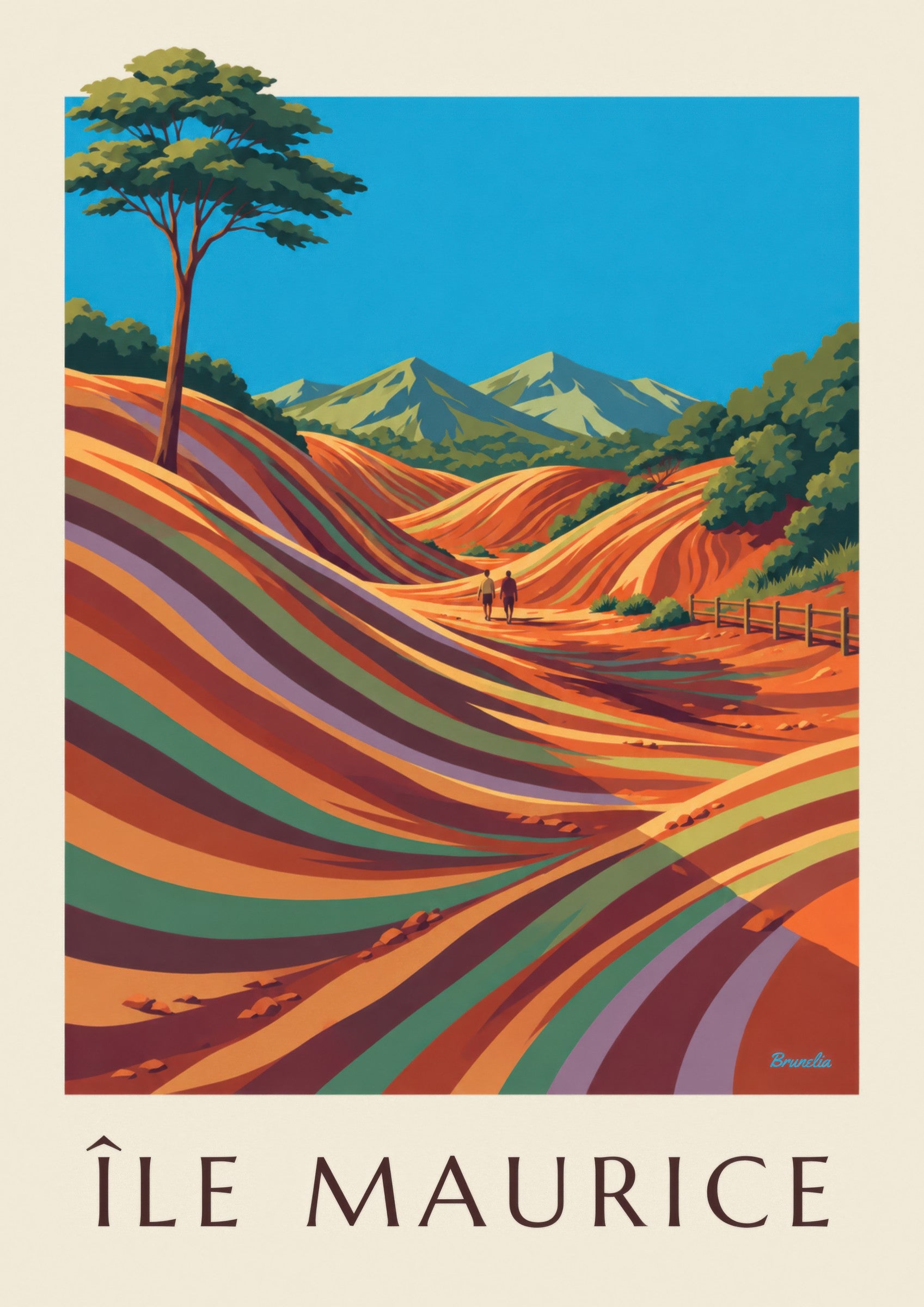 Affiche Île Maurice Chamarel terres des 7 couleurs (titre ÎLE MAURICE): detailní záběr