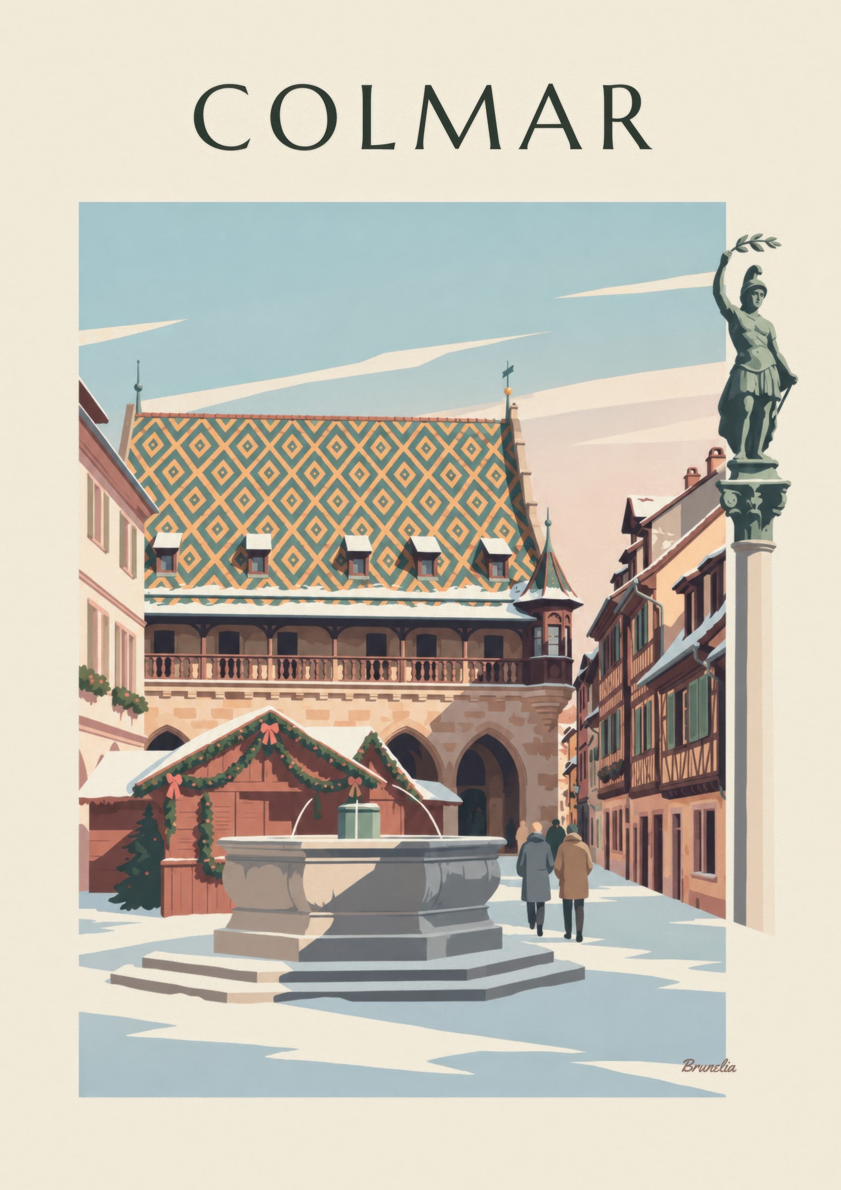 Affiche fontaine Schwendi et Koïfhus à Colmar: detailní záběr