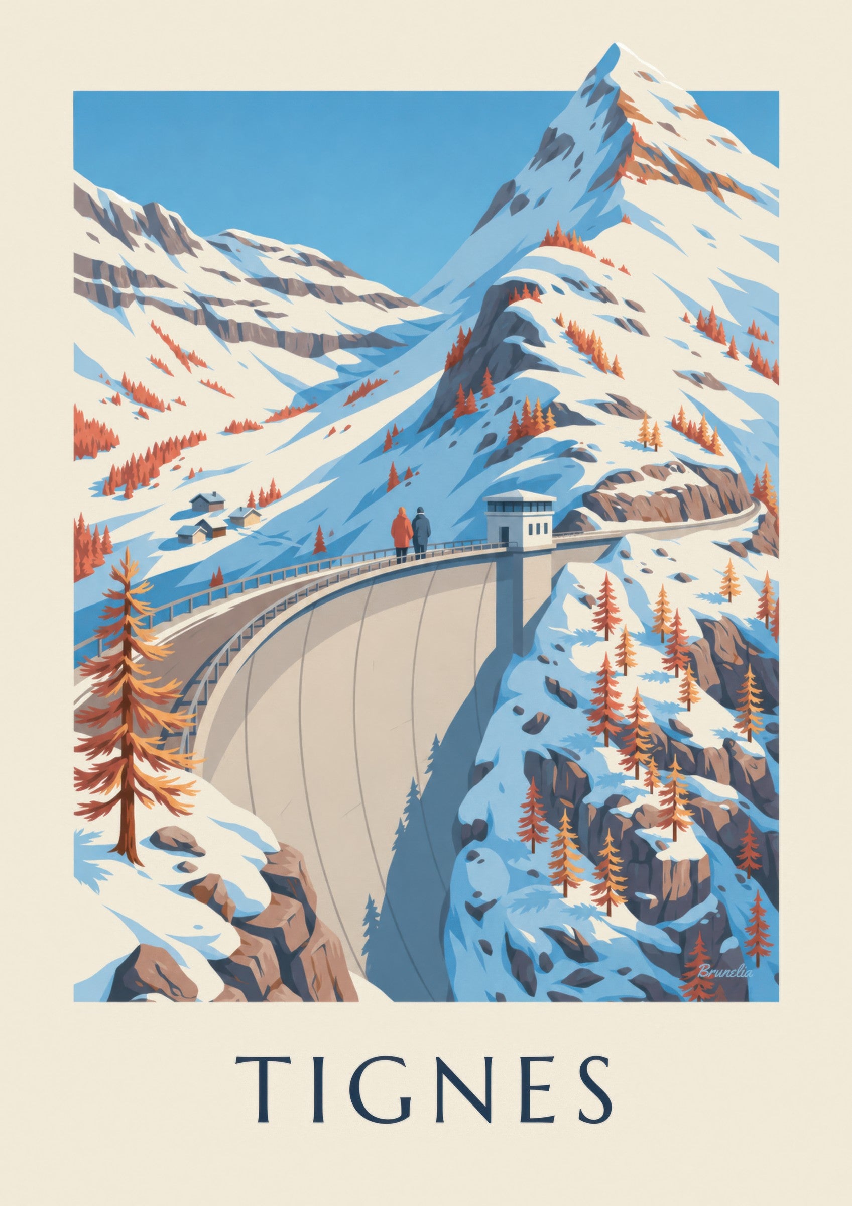 Affiche Tignes, le grand barrage en hiver: detailní záběr