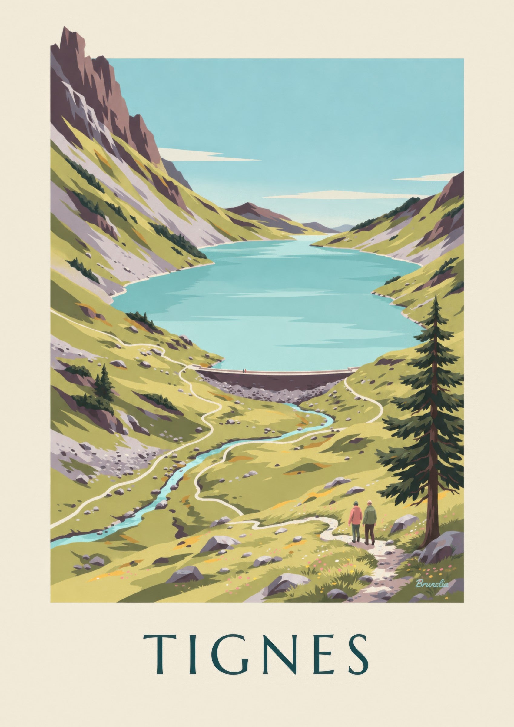 Affiche Tignes, lac turquoise de la Sassière: detailní záběr