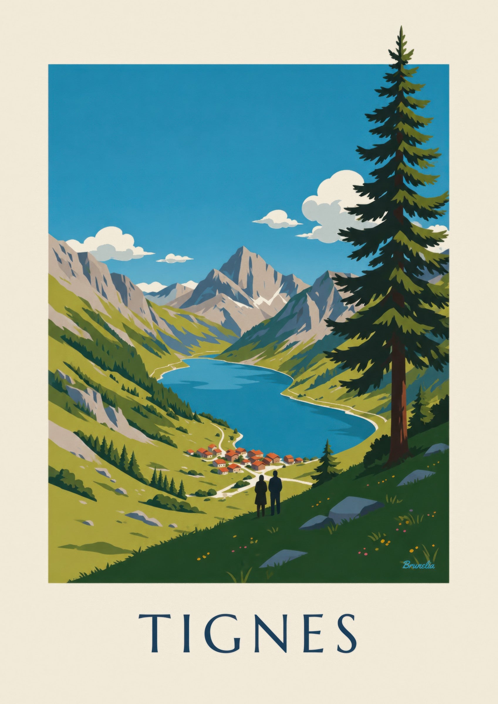 Affiche Tignes, lac du Chevril bleu profond: detailní záběr