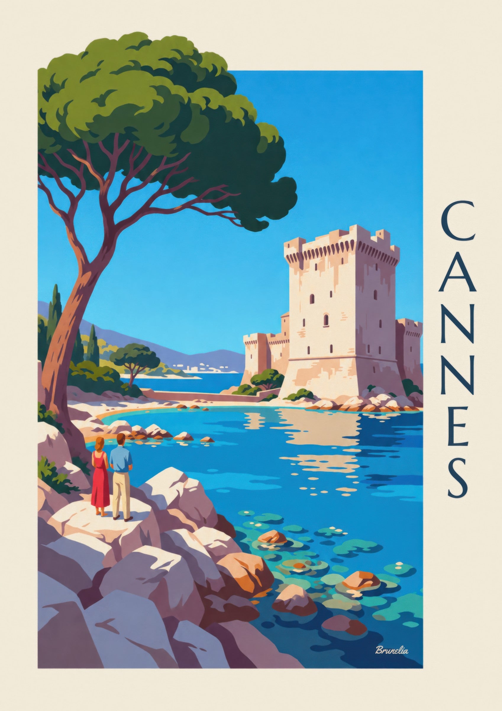 Affiche monastère fortifié de Saint-Honorat: detailní záběr
