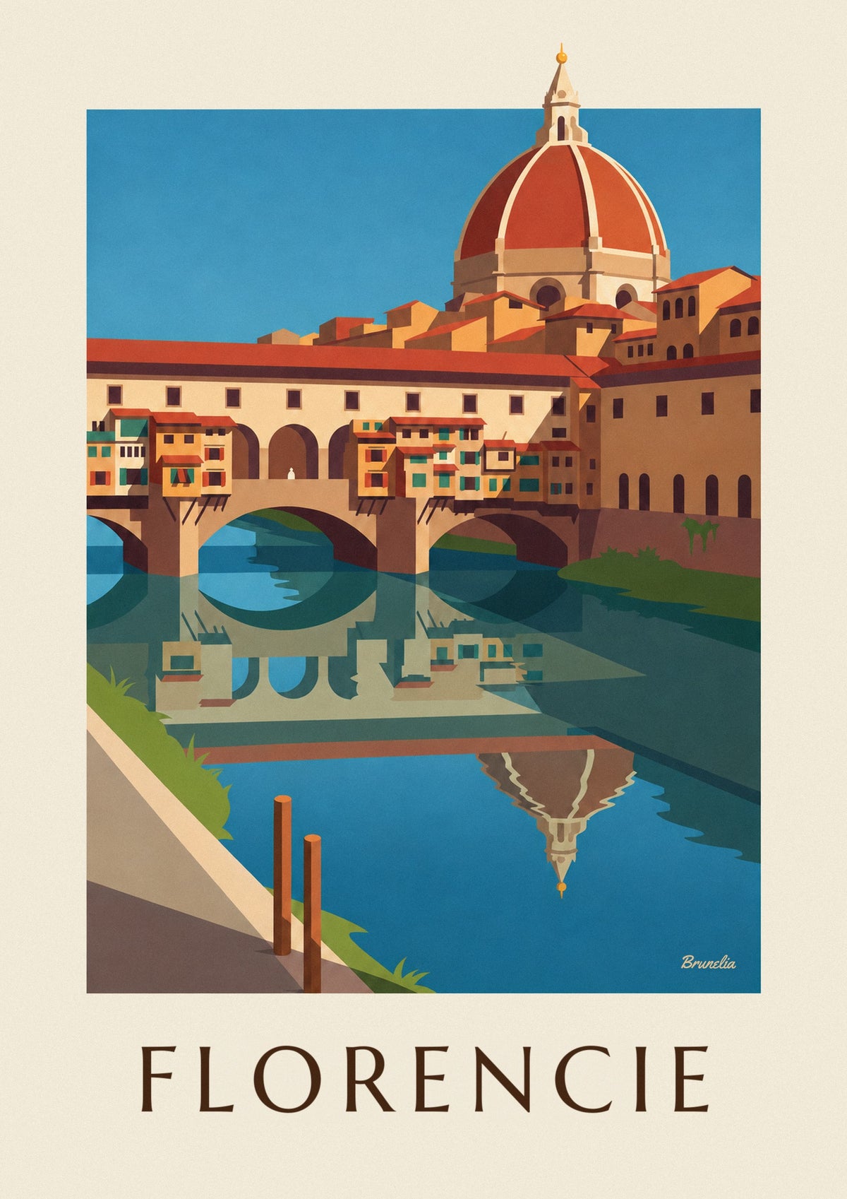 Plakát Ponte Vecchio a řeka Arno ve Florencii
