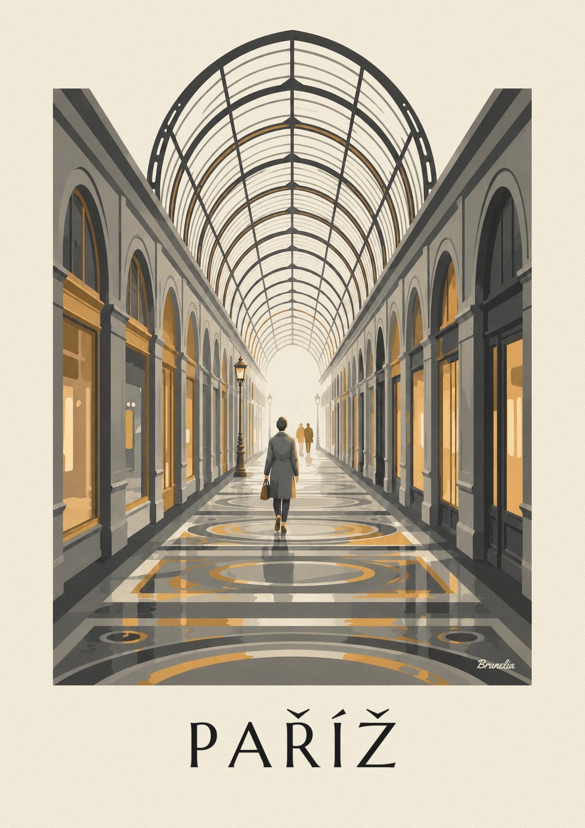 Plakát Galerie Vivienne, krytá pasáž se skleněnou střechou v Paříži