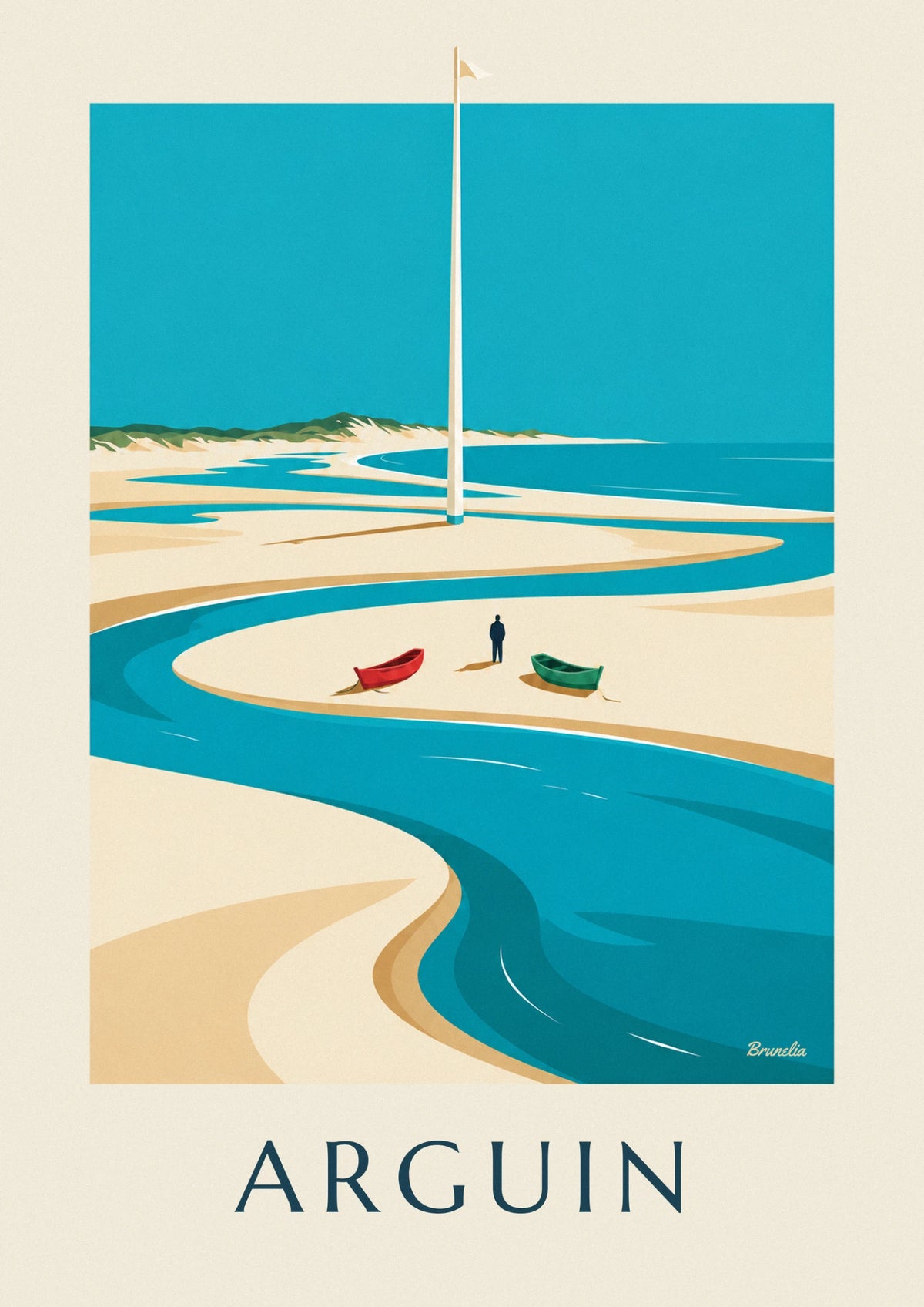 Arguin Bank at low tide and Dune of Pilat poster