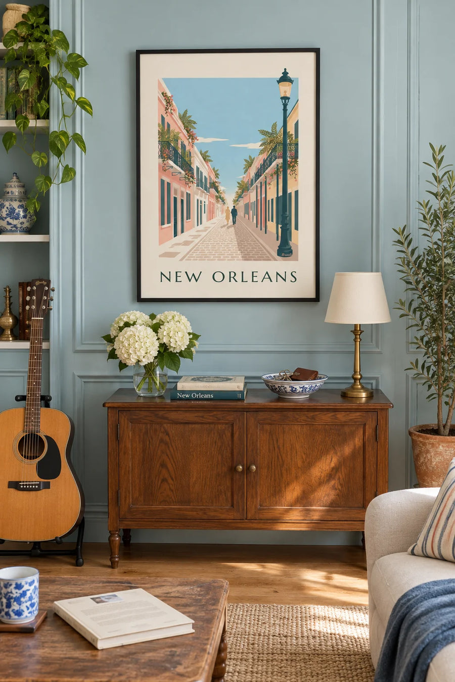 Poster of the wrought-iron balconies of the French Quarter, New Orleans: framed on the wall