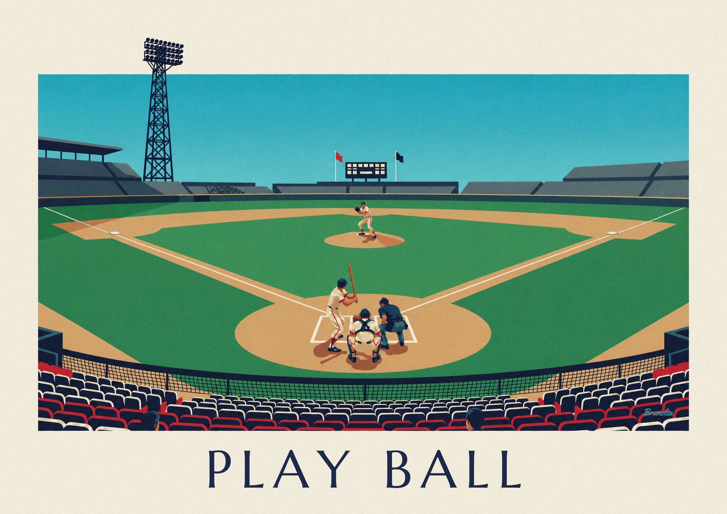 Baseball game from the stands poster: close-up detail