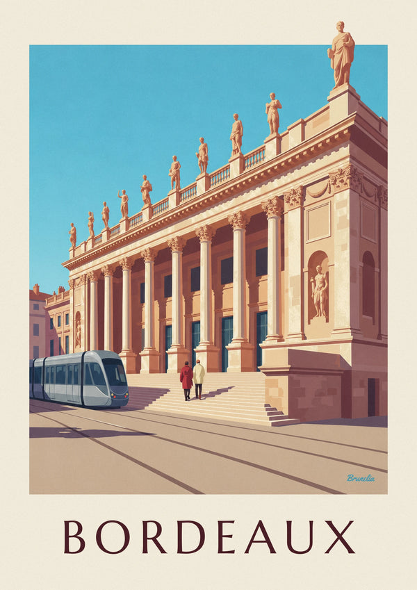 Plakát Grand Théâtre a náměstí Place de la Comédie v Bordeaux