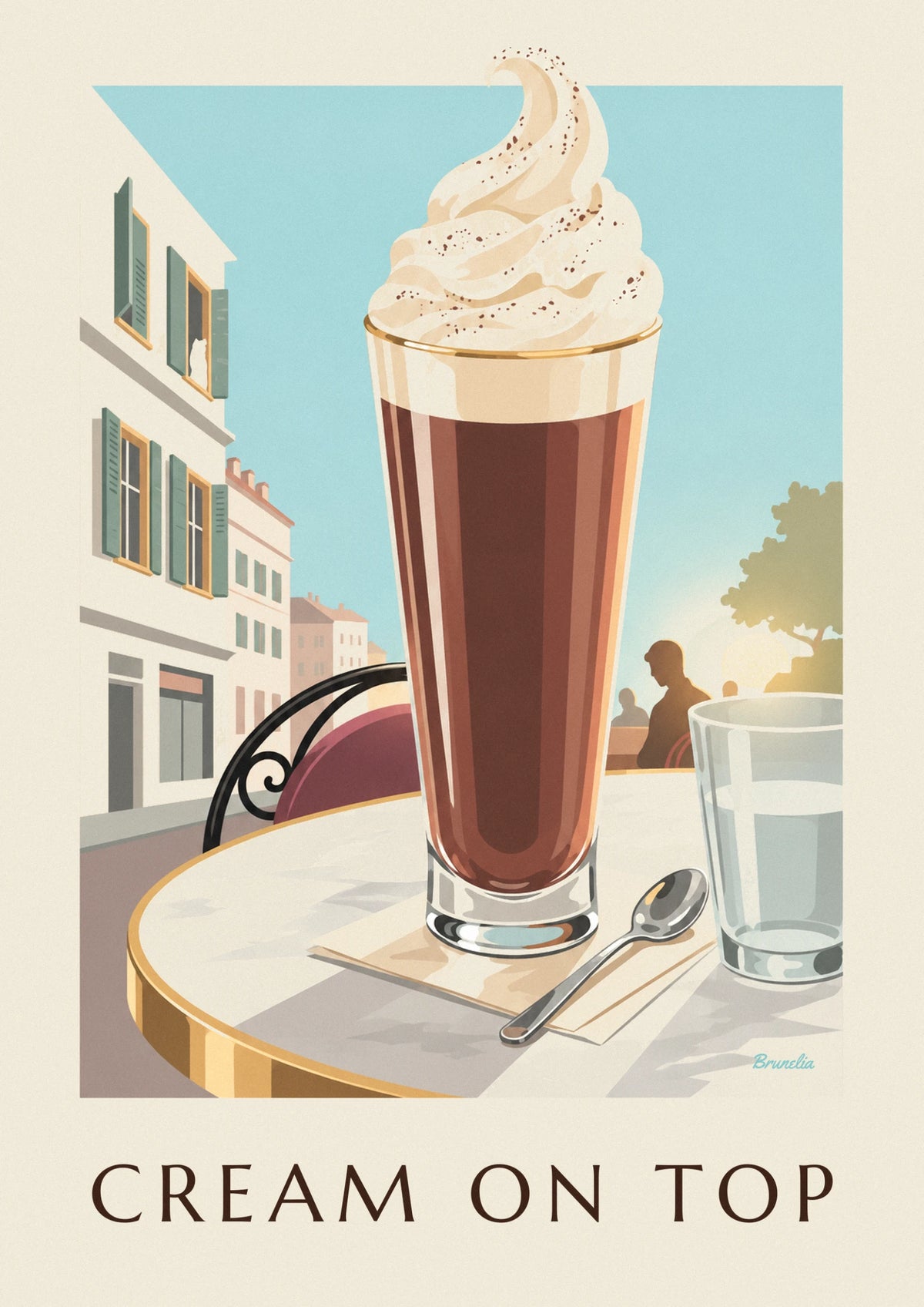 Viennese coffee with whipped cream on marble poster