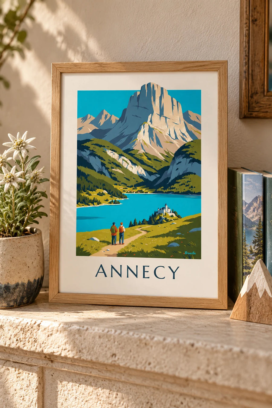 Plakát túry nad jezerem Annecy: malý formát A4 v rámu