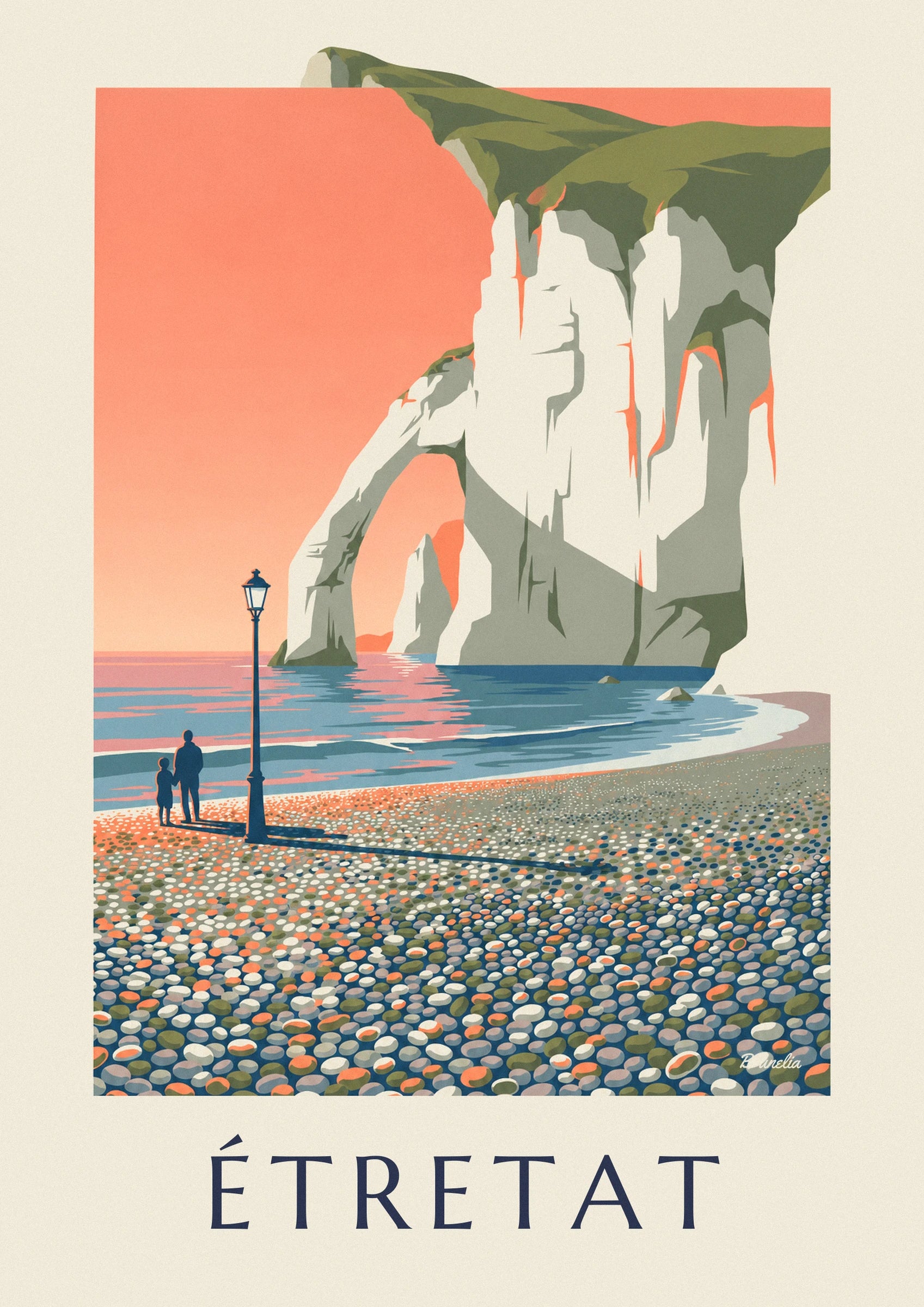 White cliffs of Étretat at sunset poster: close-up detail