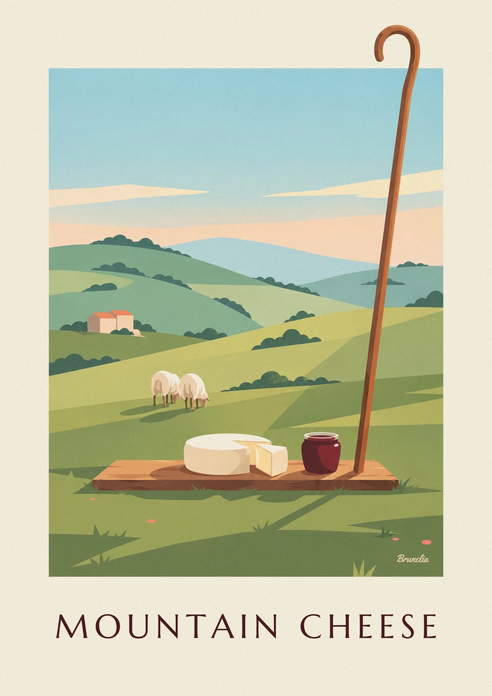 Affiche fromage de brebis basque et confiture de cerises noires : détail en gros plan