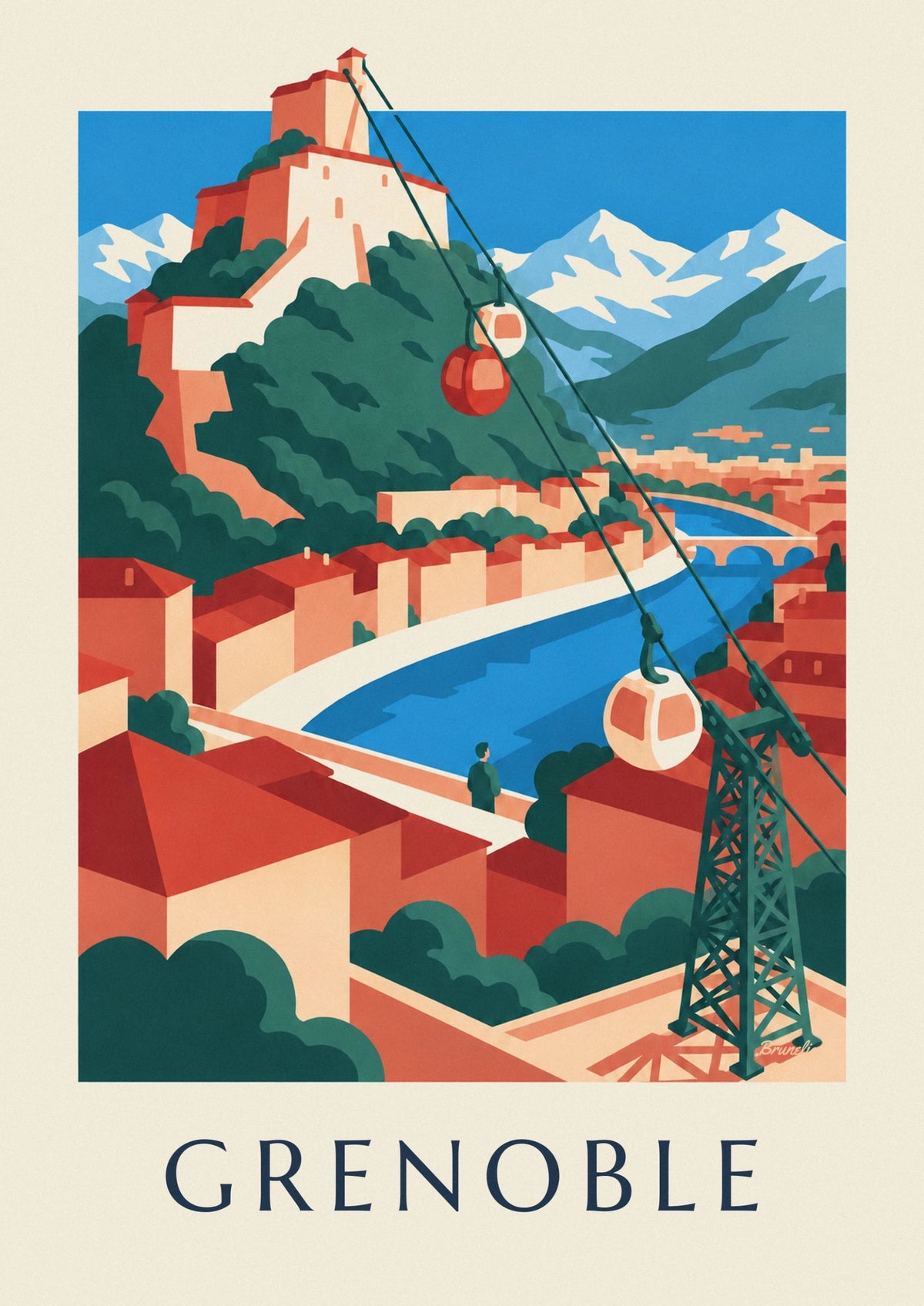 Grenoble cable car bubbles to the Bastille poster