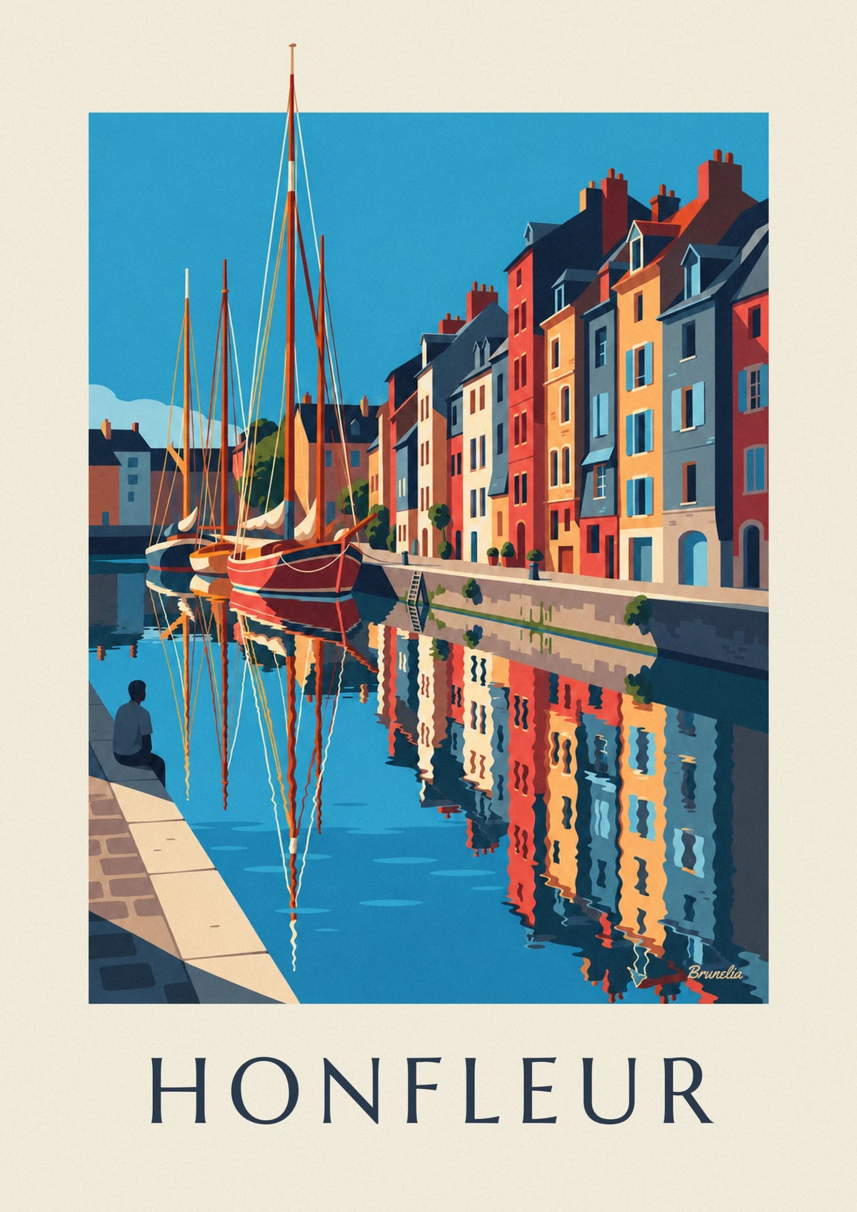 Sailboats and colorful facades of Honfleur’s Old Basin poster