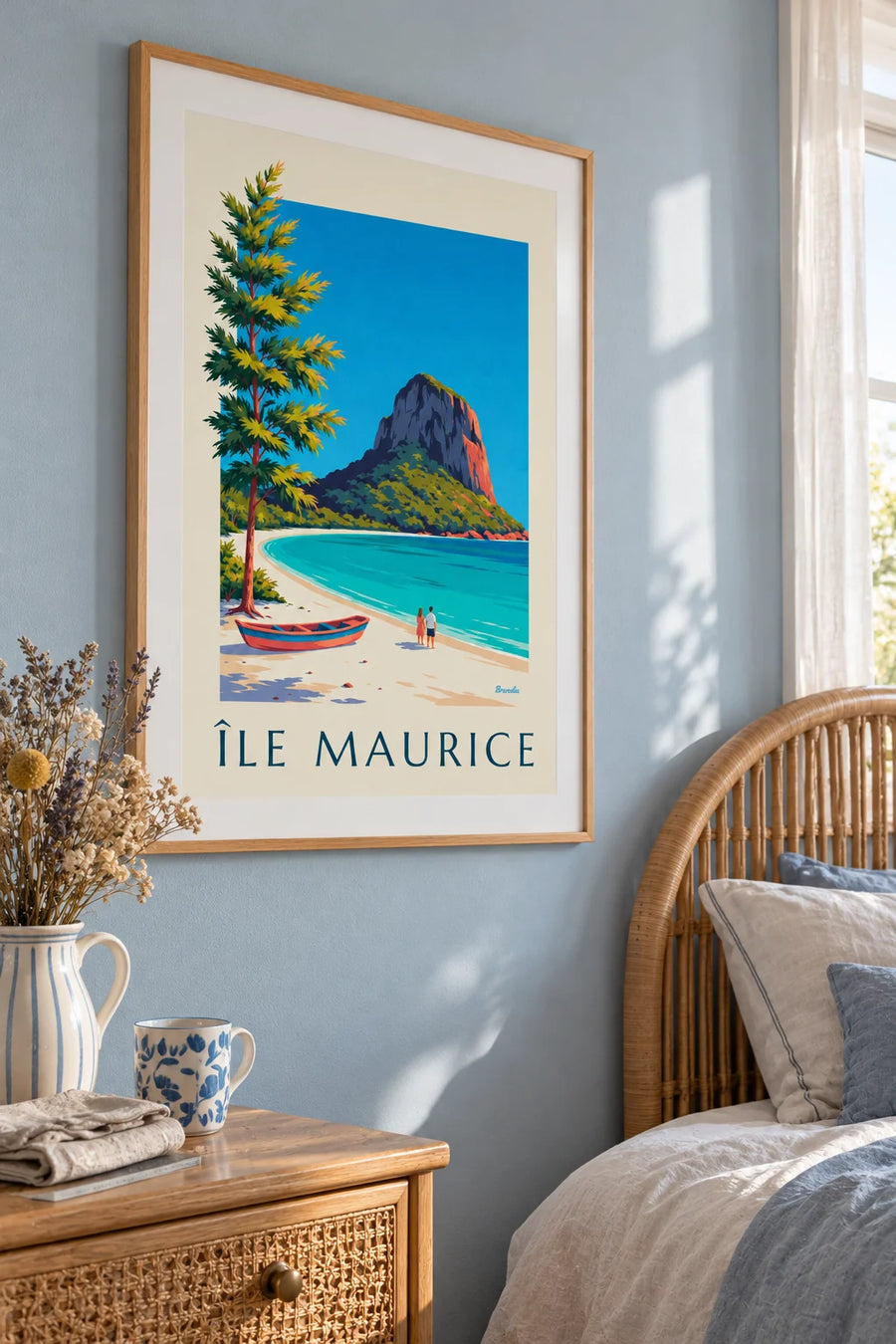 Plakát Le Morne Brabant a laguna na Mauriciu: zarámovaný na zdi