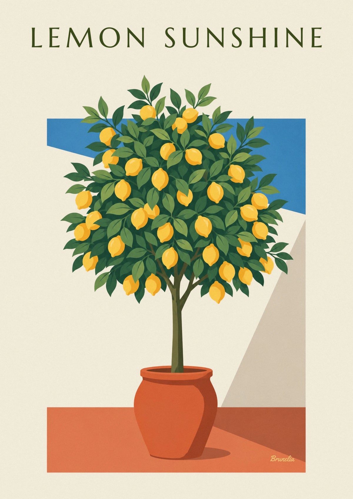 Affiche citronnier en pot sur une terrasse ensoleillée d'Italie