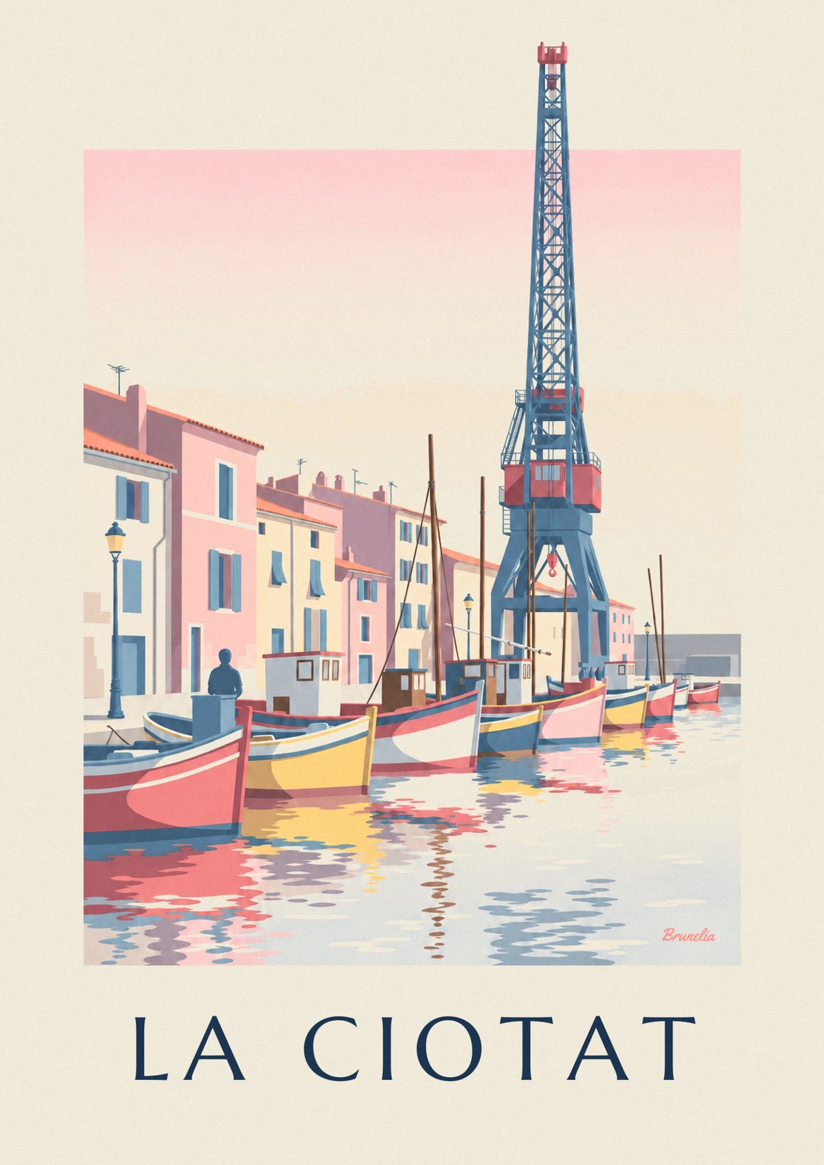 Affiche barques colorées du port de La Ciotat et son chantier