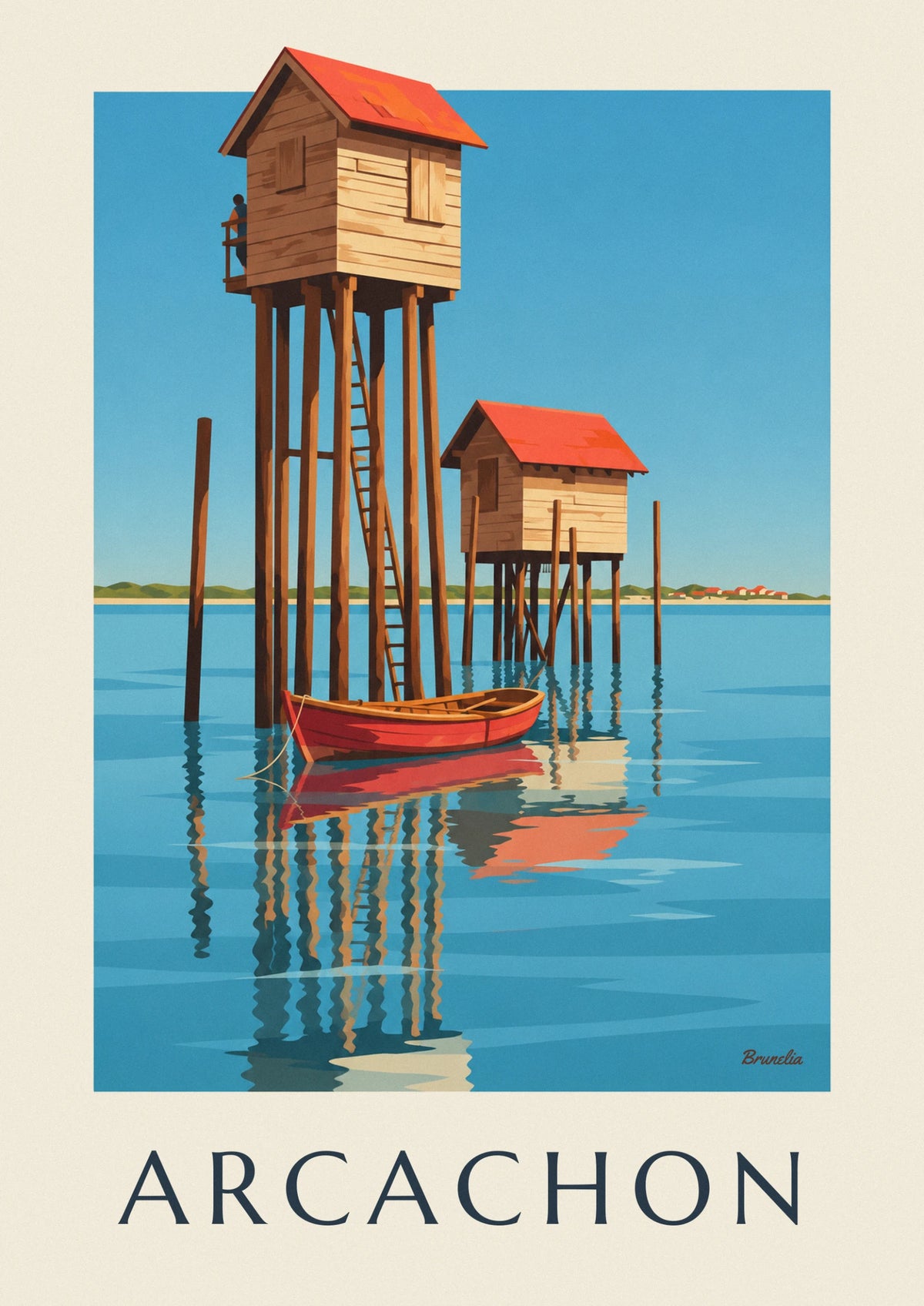 Tchanquée stilt huts in the Arcachon Bay poster