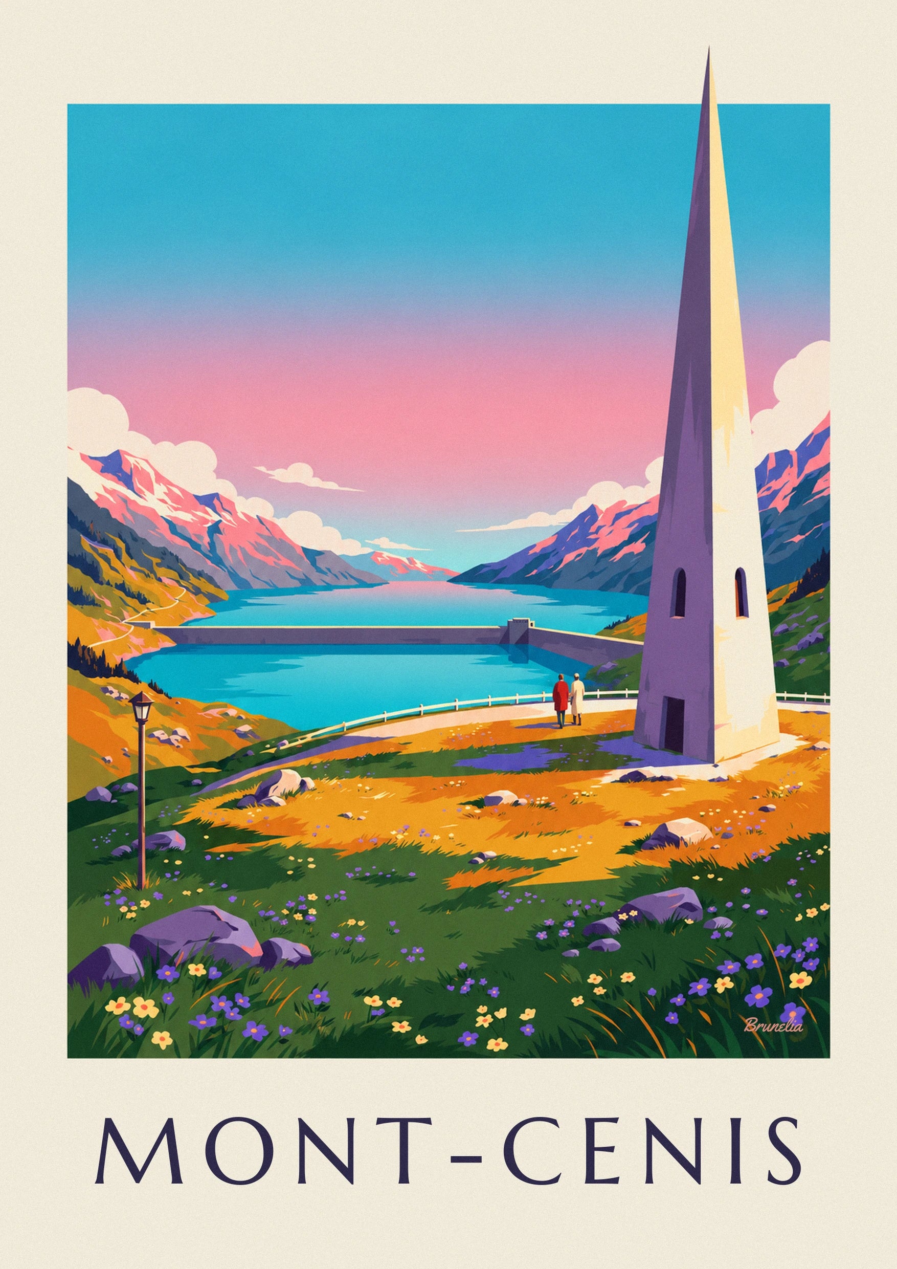 Mont-Cenis lake at sunset poster: close-up detail
