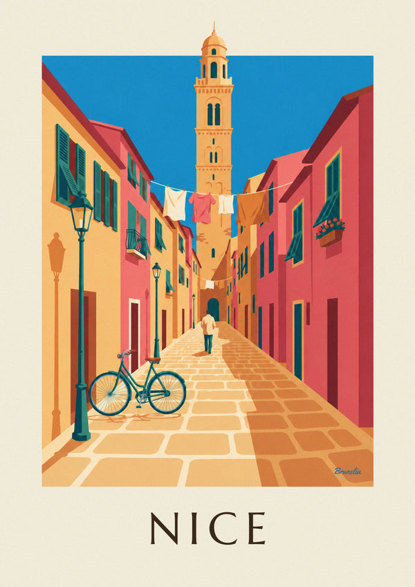 Bicycle in a cobbled lane of Old Nice poster
