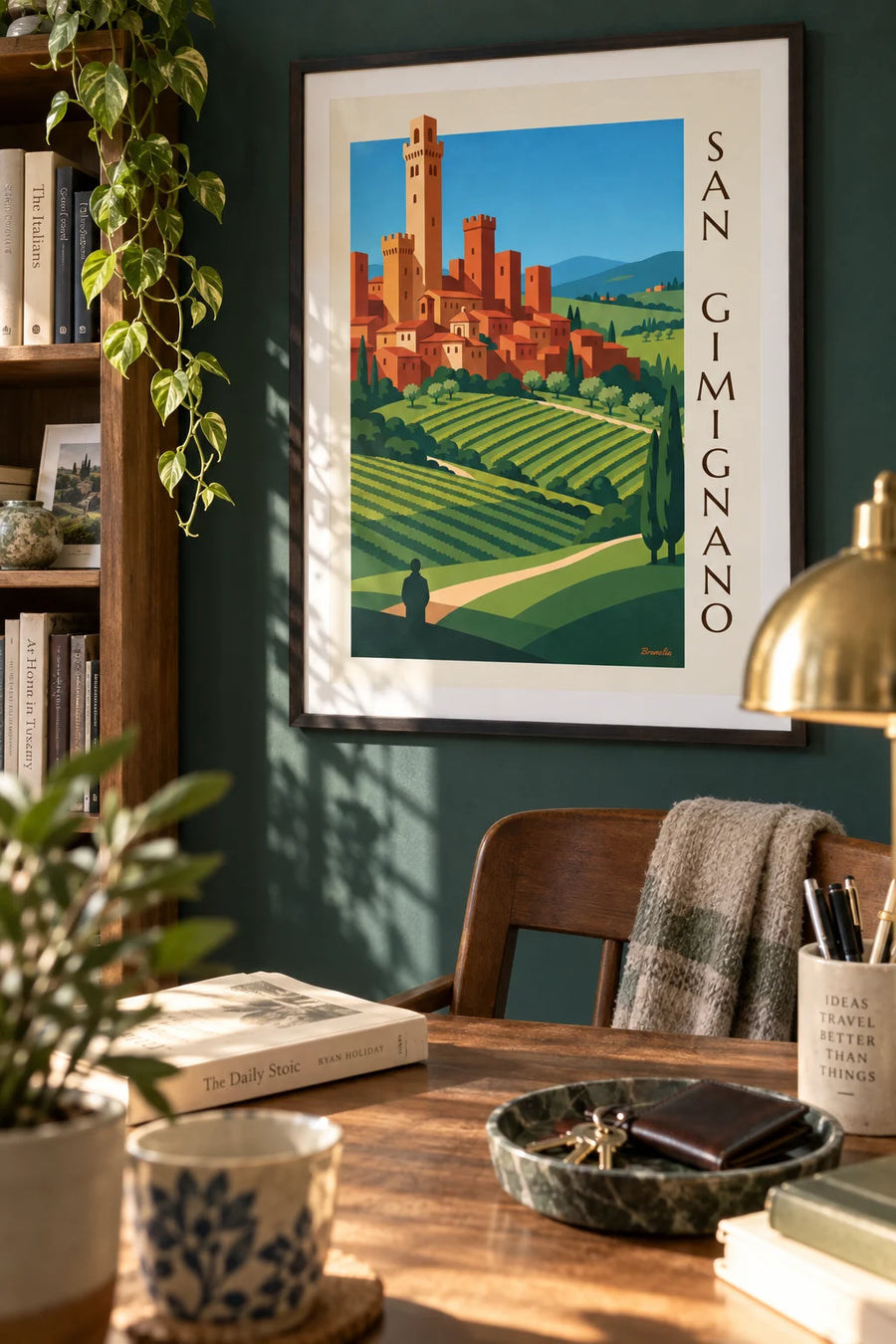 Poster of the medieval towers of San Gimignano in Tuscany: framed on the wall