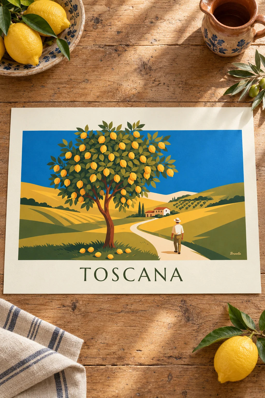 Kitchen: Sunlit Tuscan garden lemon tree poster on the wall