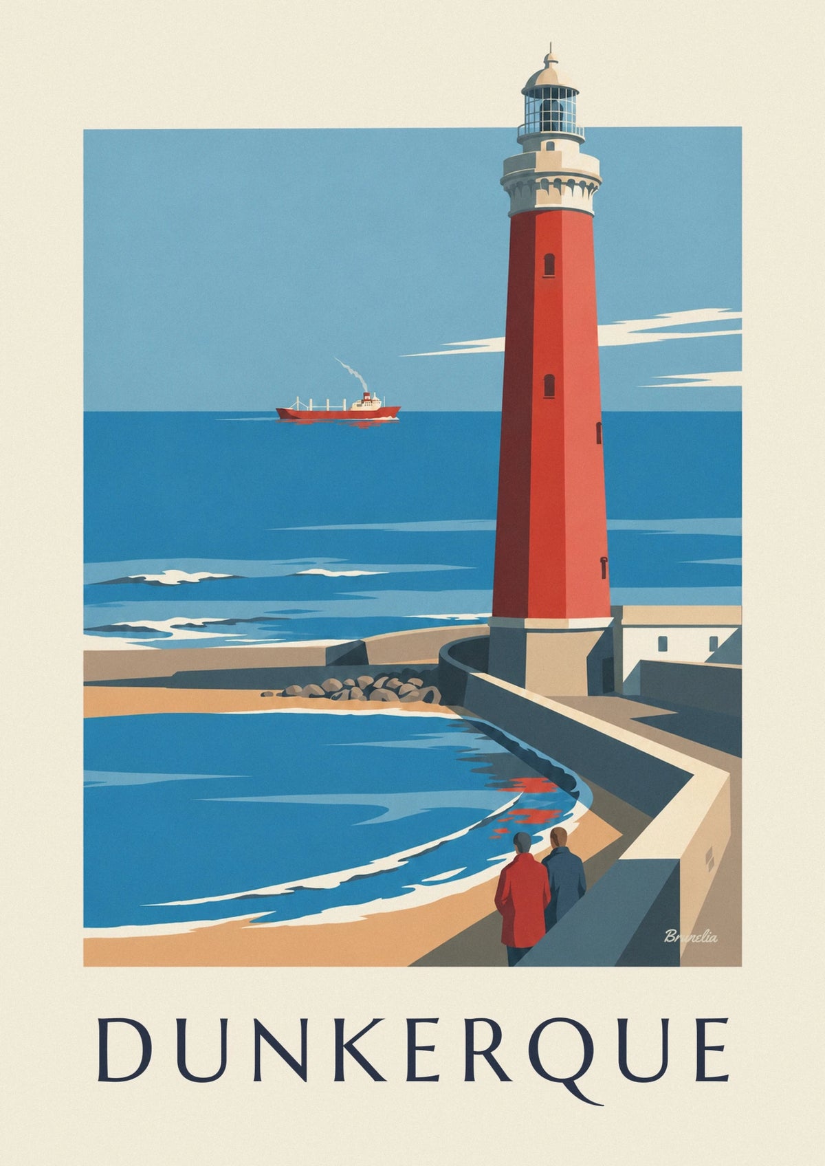 Risban lighthouse at the entrance to Dunkirk harbor poster