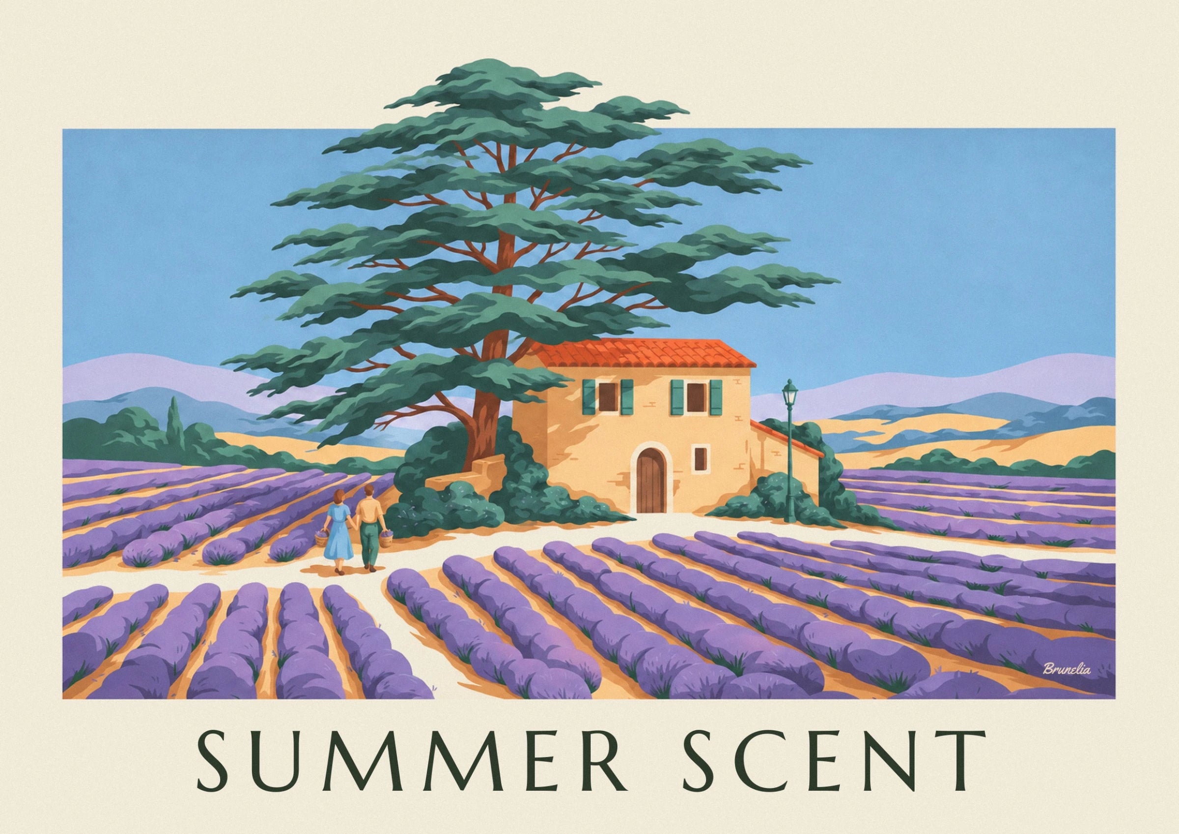 The Provençal house with green shutters and a tiled roof near the street lamp