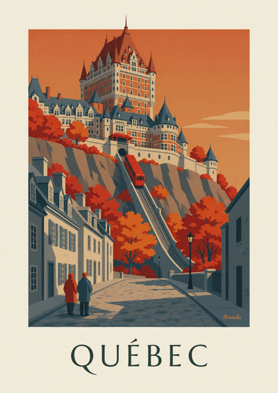 Plakát Château Frontenac na podzim v Québecu: celý plakát