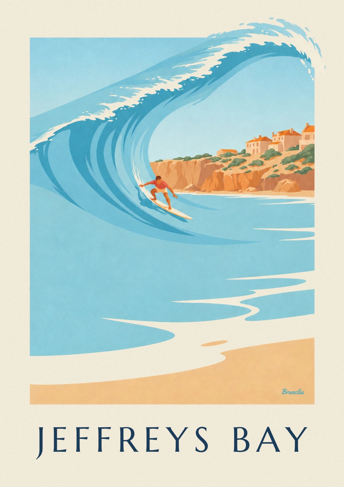 Surfer on the Jeffreys Bay wave poster