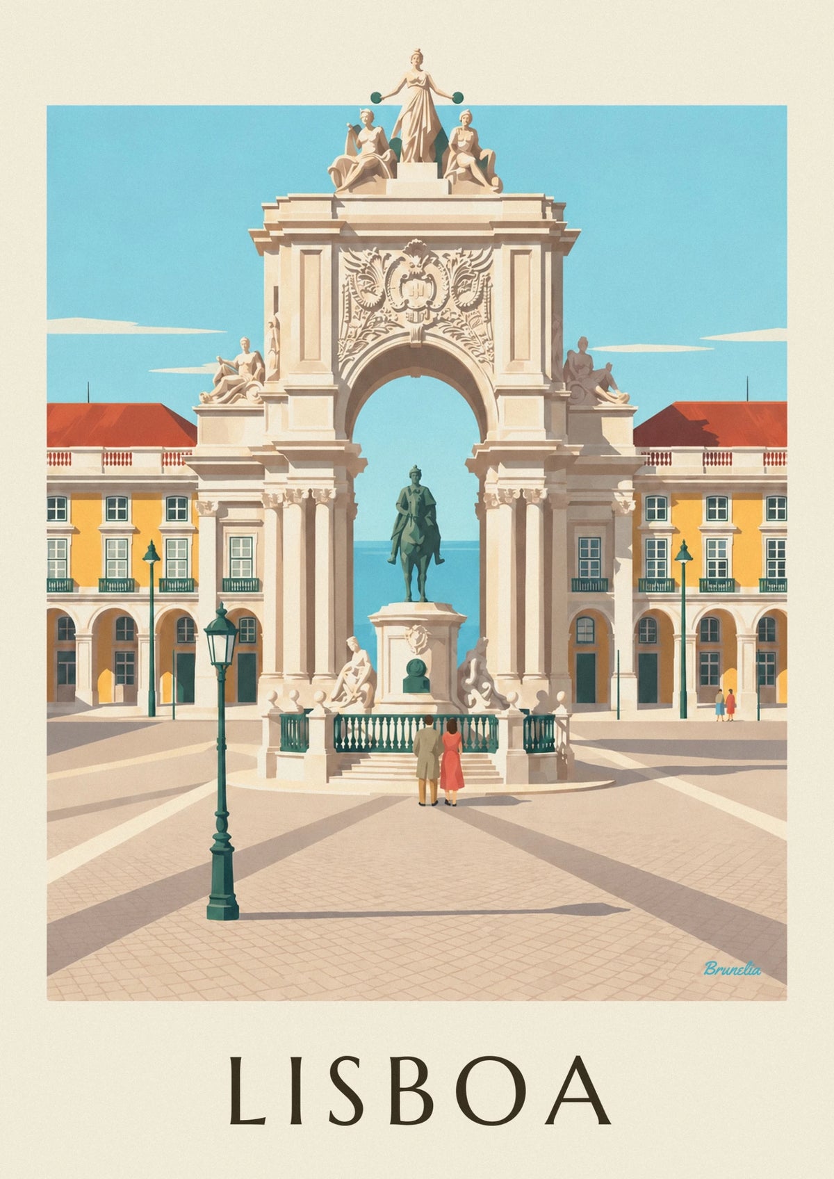 Place du Commerce and Rua Augusta arch in Lisbon poster