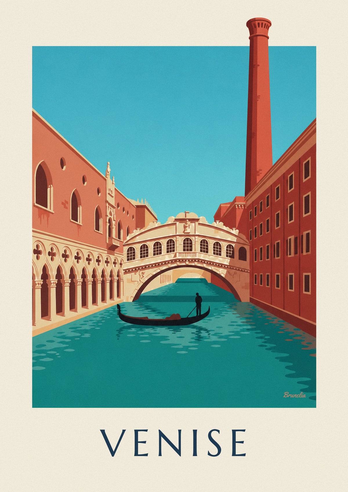 Gondola under the Bridge of Sighs in Venice poster