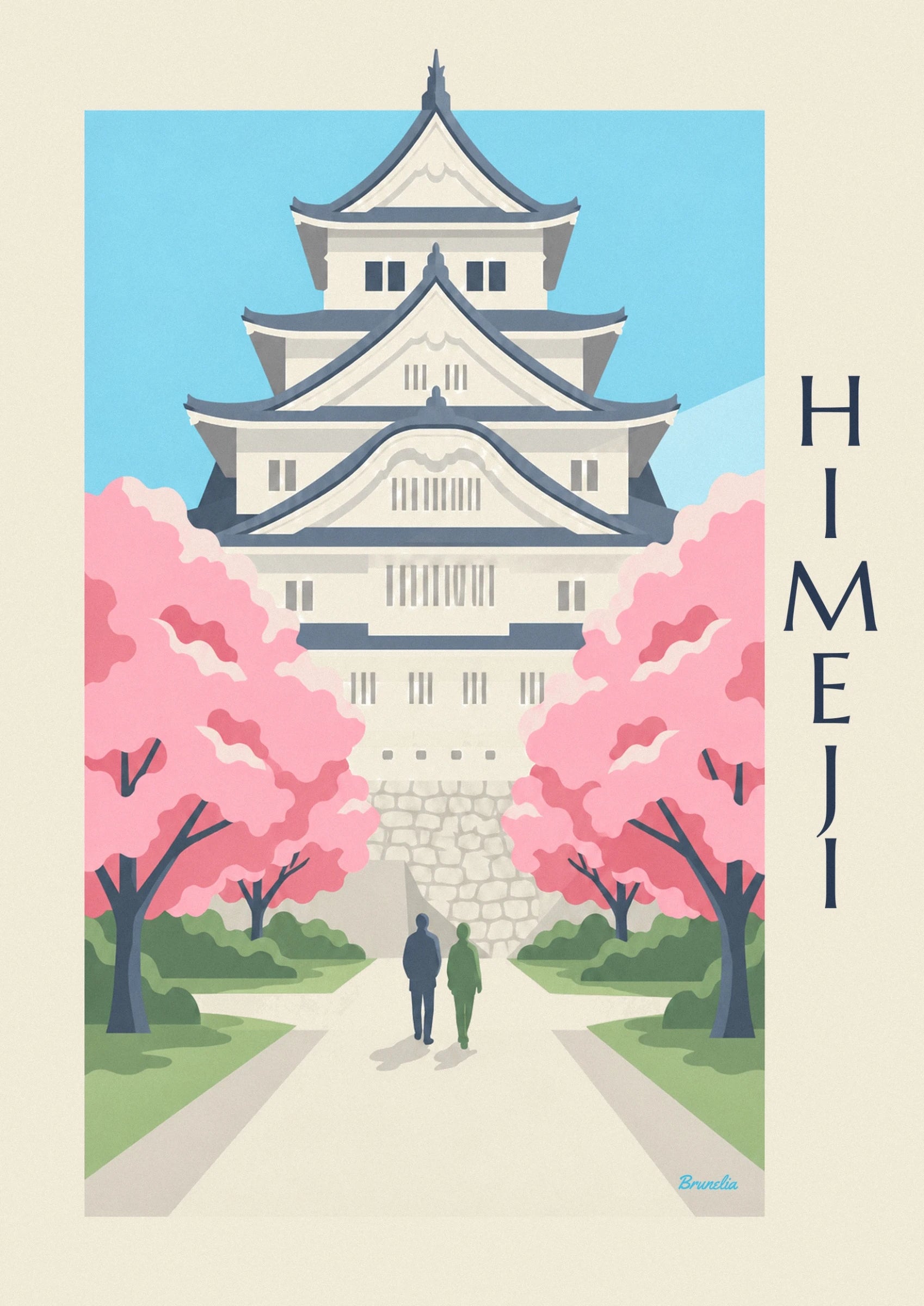 Les toits courbés bleu ardoise et les façades claires du château de Himeji