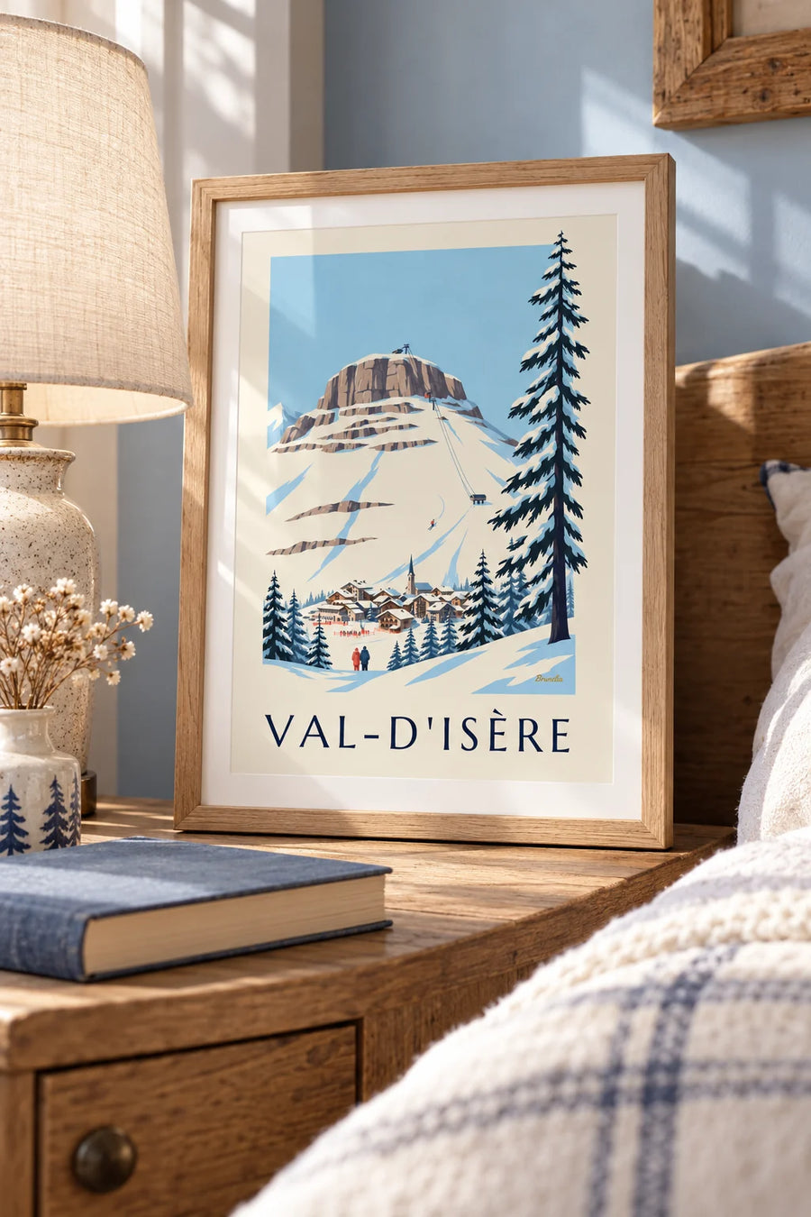 Plakát svahu Bellevarde a olympijského sjezdu ve Val-d'Isère, malý formát A4 v rámu