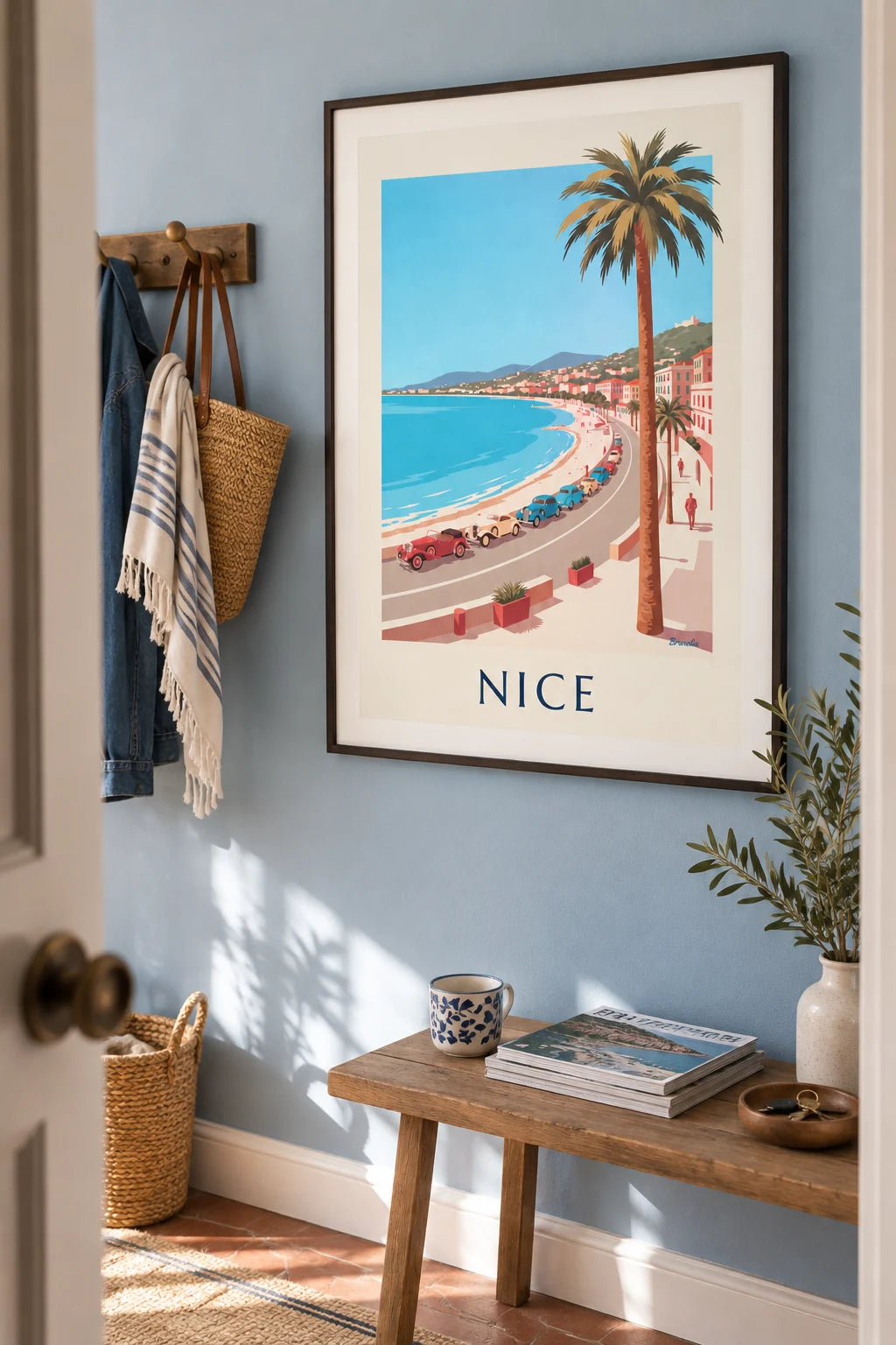 Vintage cars on Nice’s Promenade des Anglais poster on the wall