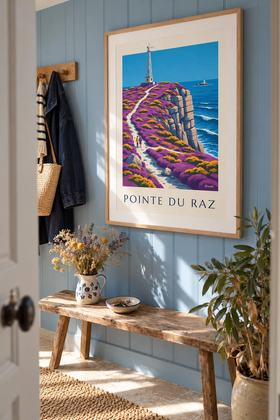 Affiche sentier côtier de la pointe du Raz en Bretagne : encadrée au mur