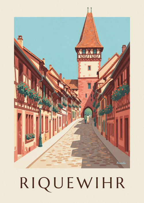 Poster of Riquewihr and its Dolder tower in Alsace: the full poster